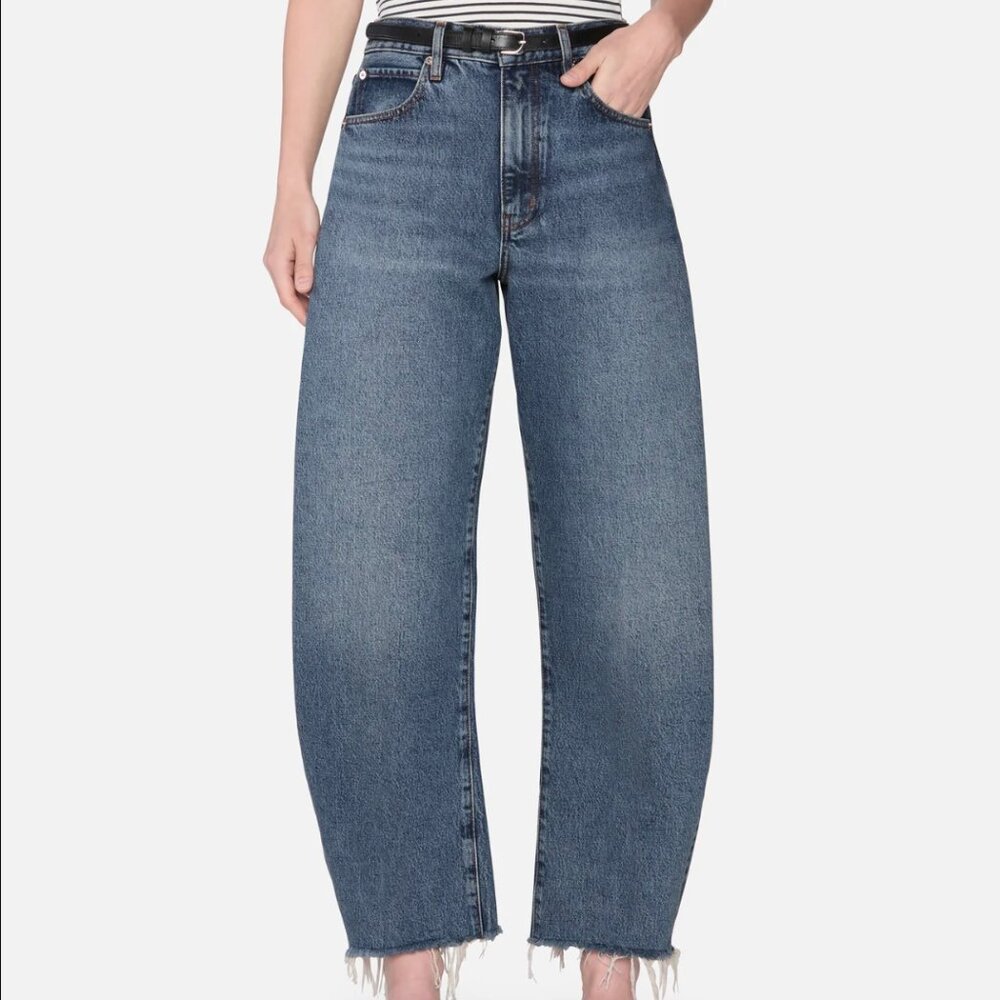 FRAME THEBUBBLE CROP KNOCK OUT RAW FRAY JEANS